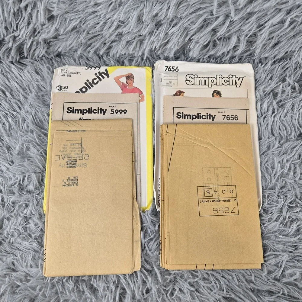 Lot Of 2 Simplicity 7656, 5999 Pants & Shorts Sewing Pattern‎ Vintage 1983,1986